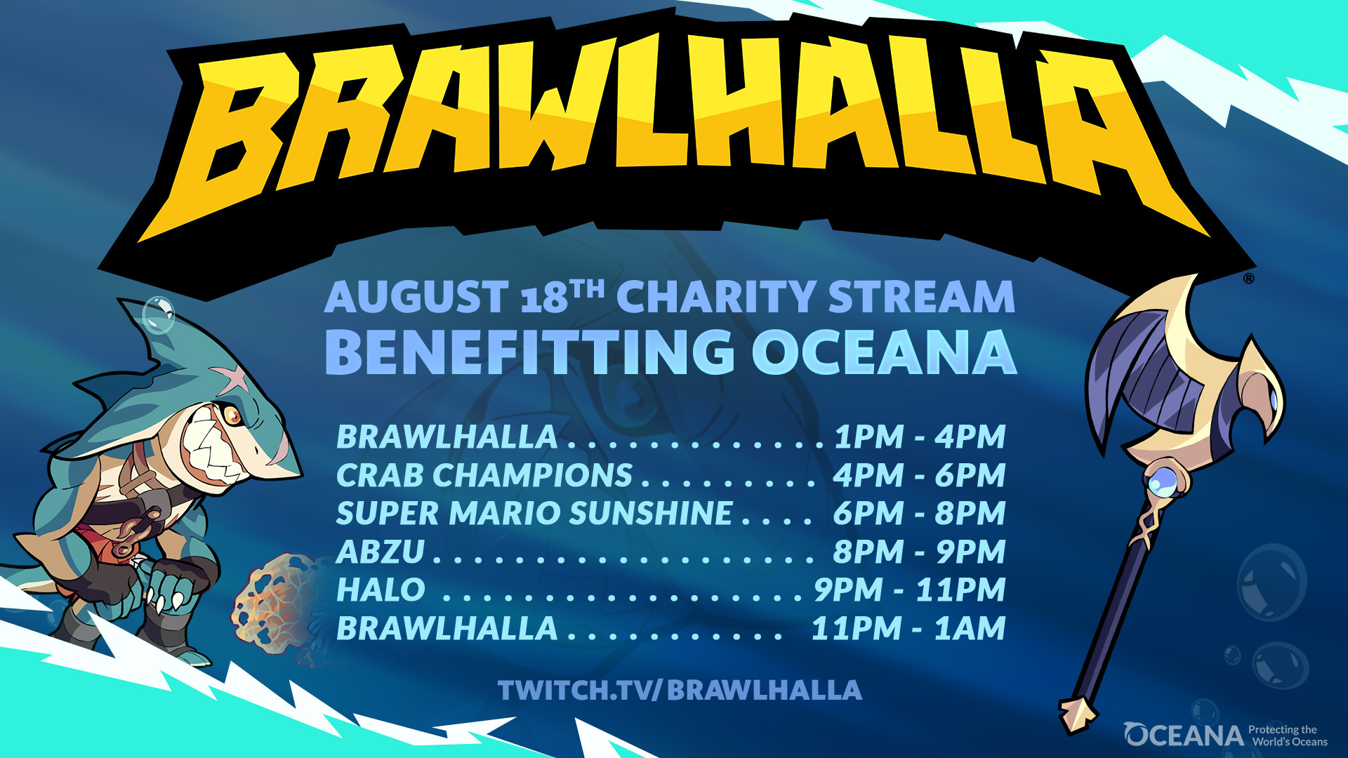 Brawlhalla&#8217;s August 2023 Charity Stream to Benefit Oceana